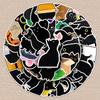 50 Black Cat Animal Graffiti Stickers: Creative, Waterproof Decorative for Suitcases, Scooters, and Notebooks