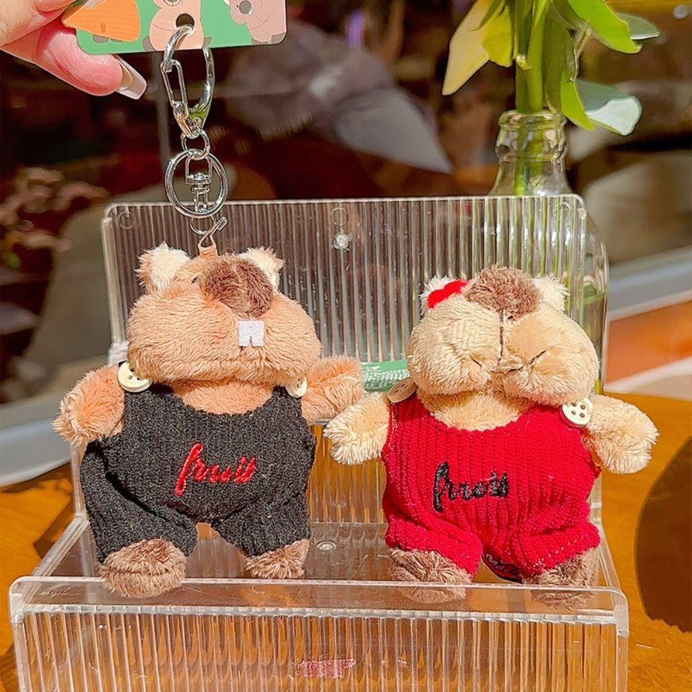 

Cute Marmot Pendant Cartoon Car Keyring Funny Plush Dolls Key Chain Gifts Style A Red