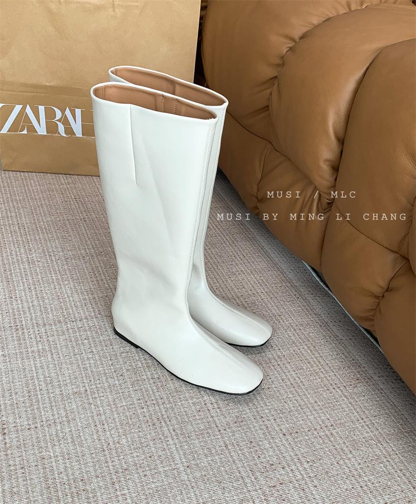 2025 autumn and winter new tall thin boots western cowboy boots thick heel square head boots fashion boots