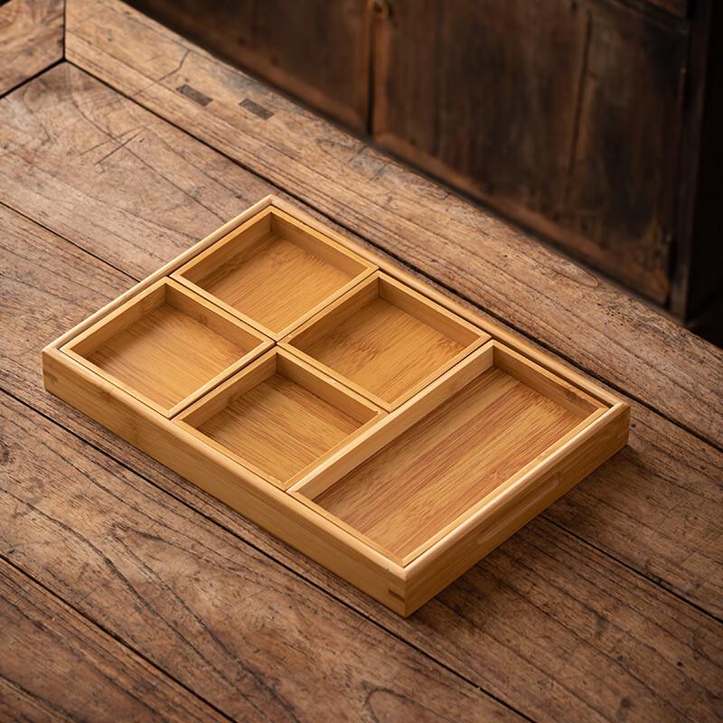 Japanese Style Rectangular Bamboo Snack Tray