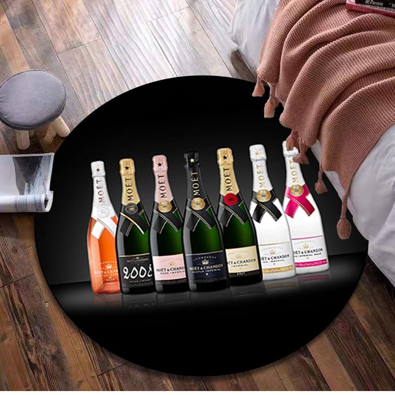 1Pc Moet Chandon champagne Circular Print Rug - home decoration Carpet For Living Room Bedroom Flooring Computer Chair Area Rug