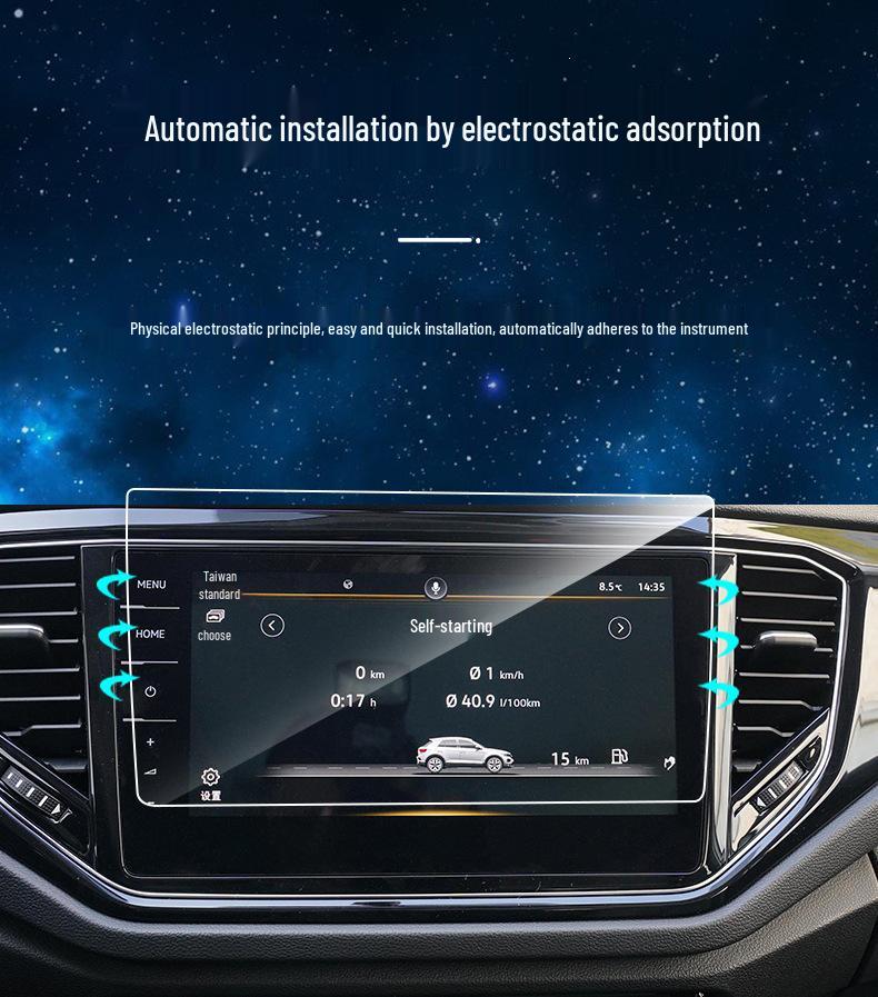 Tempered Glass Screen Protector for Volkswagen B9/B8 Magotan Central Control & Instrument LCD Display.