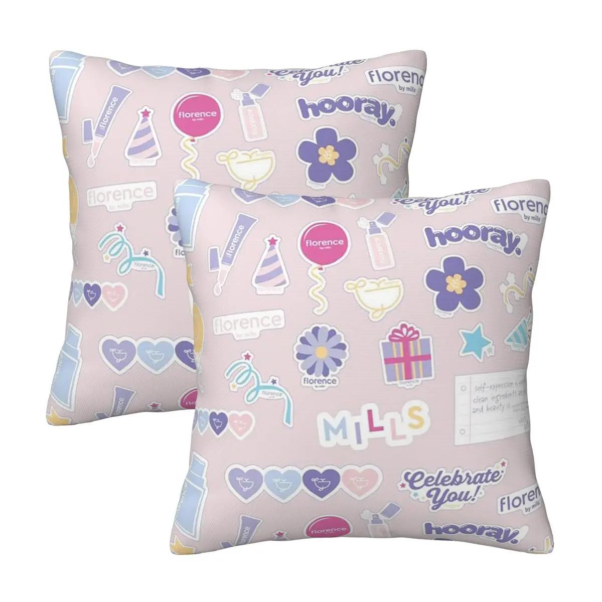 Florence By Mills Millie Bobby Brown 2 Pcs Square Pillowcase Pillow Cover Cushion Decor Comfort Throw Pillow For Home Bedroom Peach skin 18*18(CM)-2Pcs