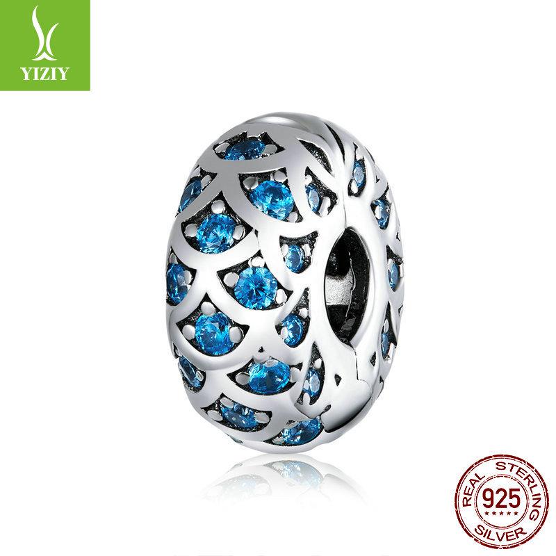 

Бусины из серебра S925 Синий узор DIY Клипсы Аксессуары SCC1513