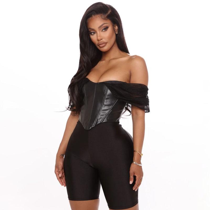Leather Sexy Bustier Corset Top 