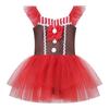 Girls Gingerbread Costume Holiday Dress Sleeveless Cami Dress Bowknot Striped Tutu Dress Bodysuit