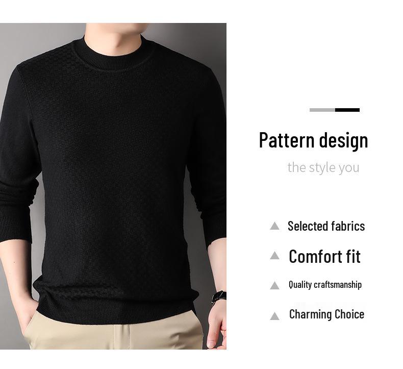 Douyin Men's Slim Fit Solid Color Sweater - Half High Collar, Spring/Autumn Base Layer