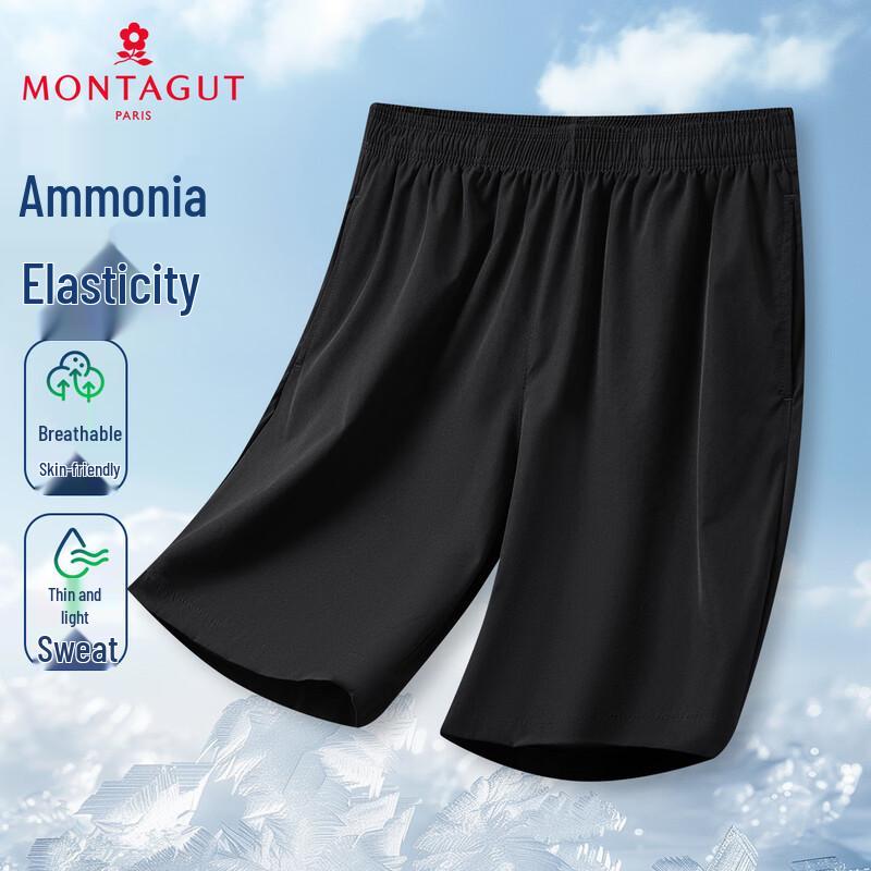 MONTAGUT Men s Breathable Lightweight Elastic Waist Sports Shorts L