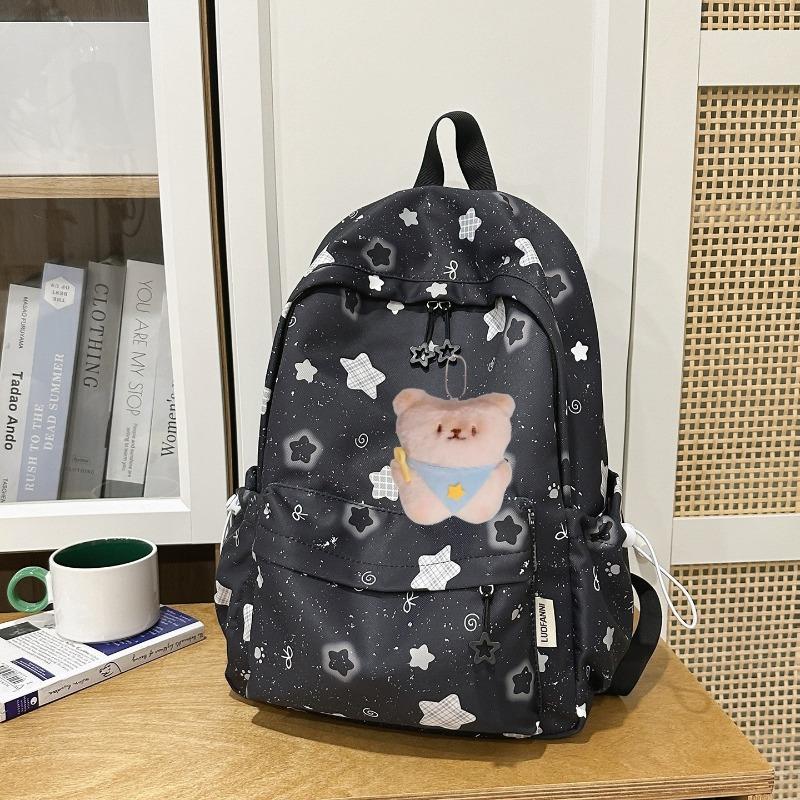 Korean Schoolbag Junior High School Girls Ins Fresh Stars High Value Backpack High School Students Large Capacity Lightweight Backpack
