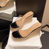 One Word with Transparent Outer High Heel Waterproof Table Thick Heel Cool Slippers 2025 New Women's Summer Outer Wear