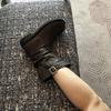 Niche Round-toe Pleated Boots, Retro Simple, Slimming, Low-heeled Martin Boots, New Plus-size Boots for Autumn and Winter