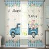 Caminhão de Páscoa Coelho Ovo Borboleta Cortinas de Tule para Sala de Estar Quarto Cortina Voile Transparente Janela Decoração de Casa Cortinas