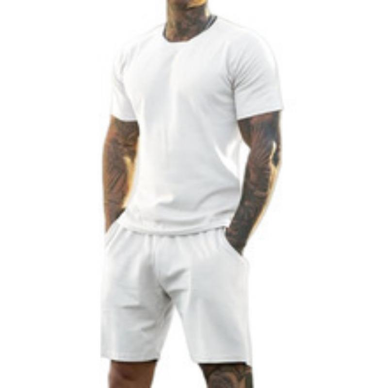 Sommer Herren Kurzarm Sport- und Freizeit Rundhals Fitnessanzug Herren Außenhandel T-Shirt Shorts