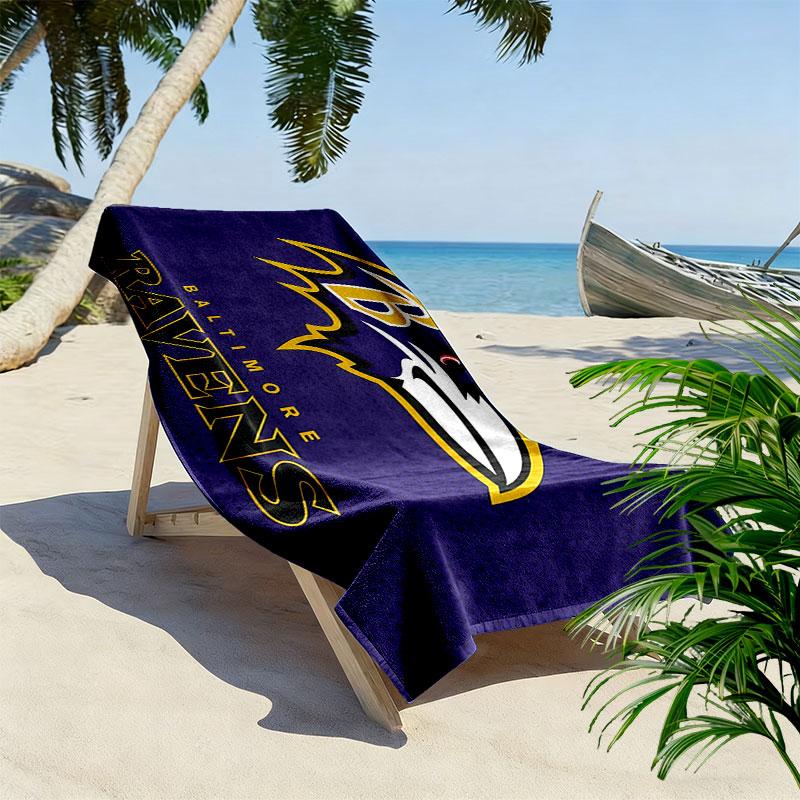 Baltimore Ravens Print Beach Towel, Large Soft Quick Dry Towel for Beach Camping Swimming