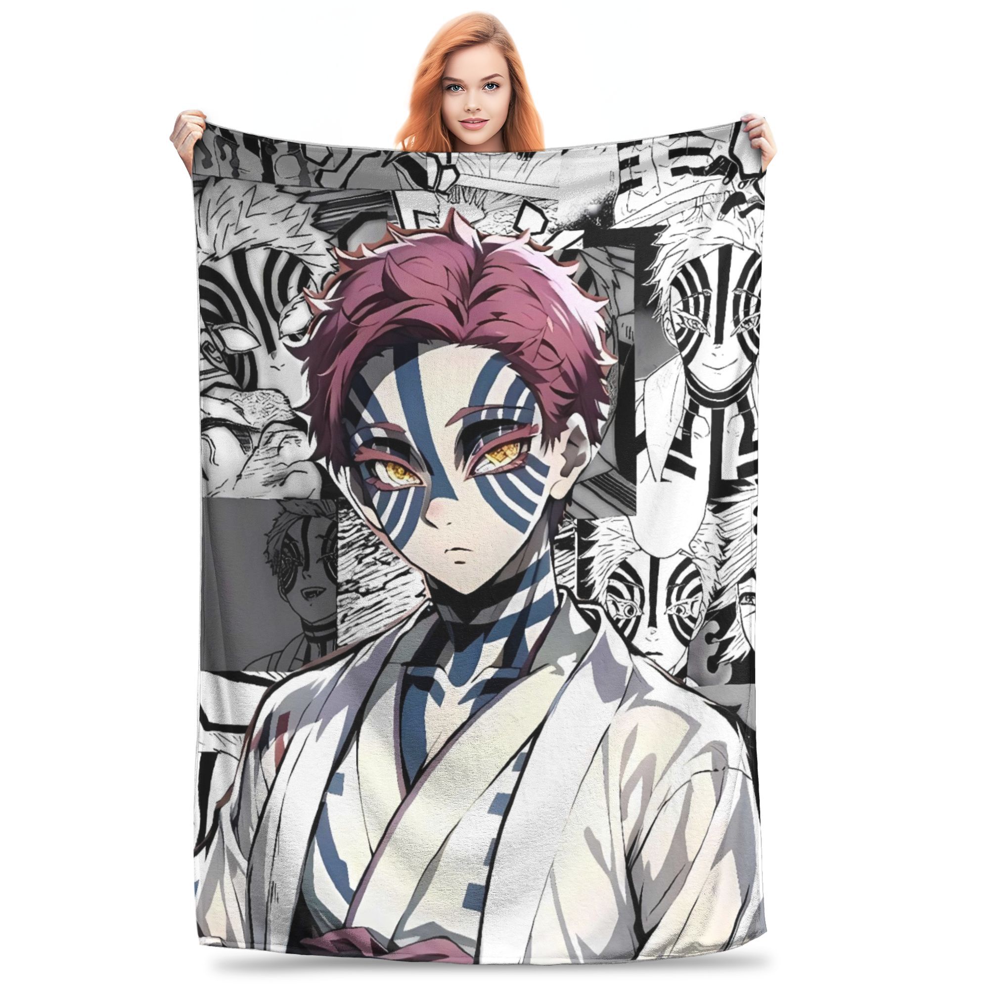 

Akaza Demon Slayer Plush Blankets Boy Girl Flannel Bedding Throws For Couch Chair Warm Customized Quality Bedspread Gift Idea 30x40in