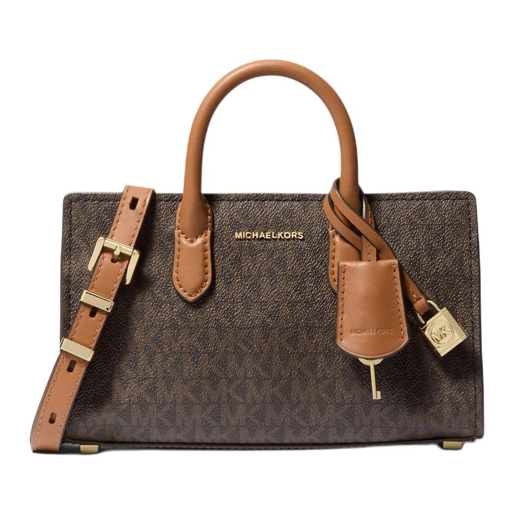 Michael Kors Mk Scarlett Logo Lock Charm Leather Shoulder Crossbody Handbag Mini Women Handbag Dark-Brown 32F4GETC0B-BRN-ACORN