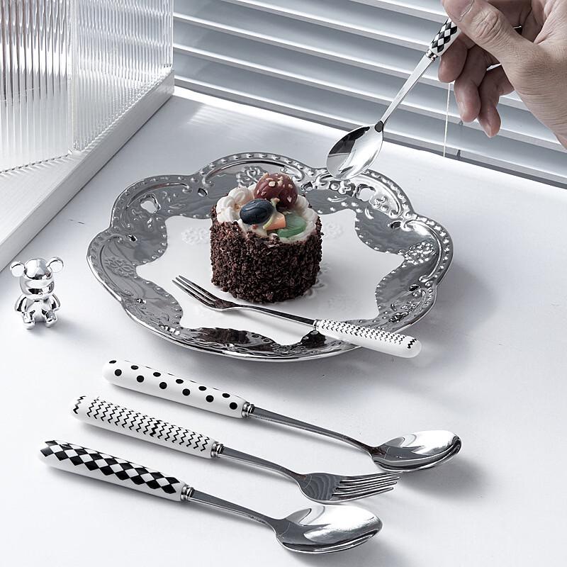 Minimalist Polka Dot Ceramic Handle Stainless Steel Cutlery