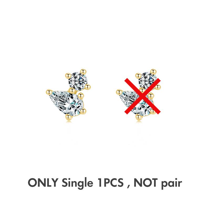 Modian 1 Piece Gold Geometric Shape Stud Earring 925 Silver Sparkling Clear CZ Earrings For Women Collocation Jewelry