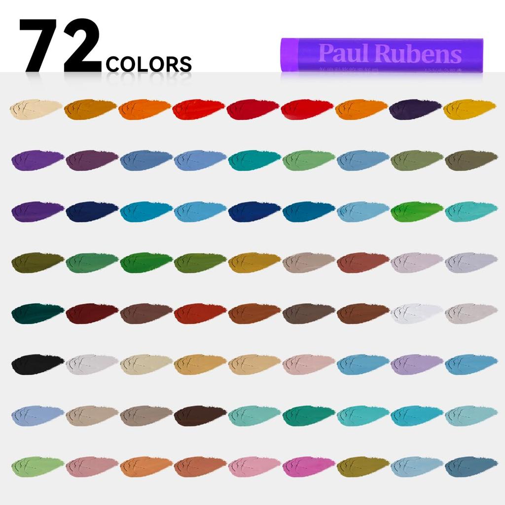 Paul Rubens Artist's Oil Pastels, 72 Landscape Colors, Artist's Soft Oil Pastel Set, Vibrant and Creamy