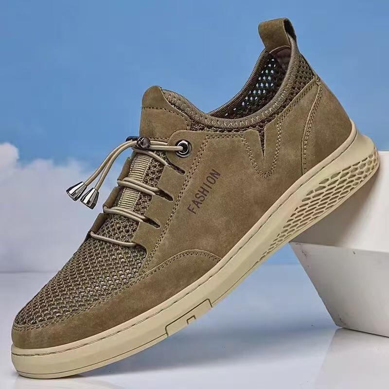 Breathable Mesh Fashion Flat Heel Casual Shoes Men's Spring and Summer Hollow New Men's Shoes Trendy Single Shoes