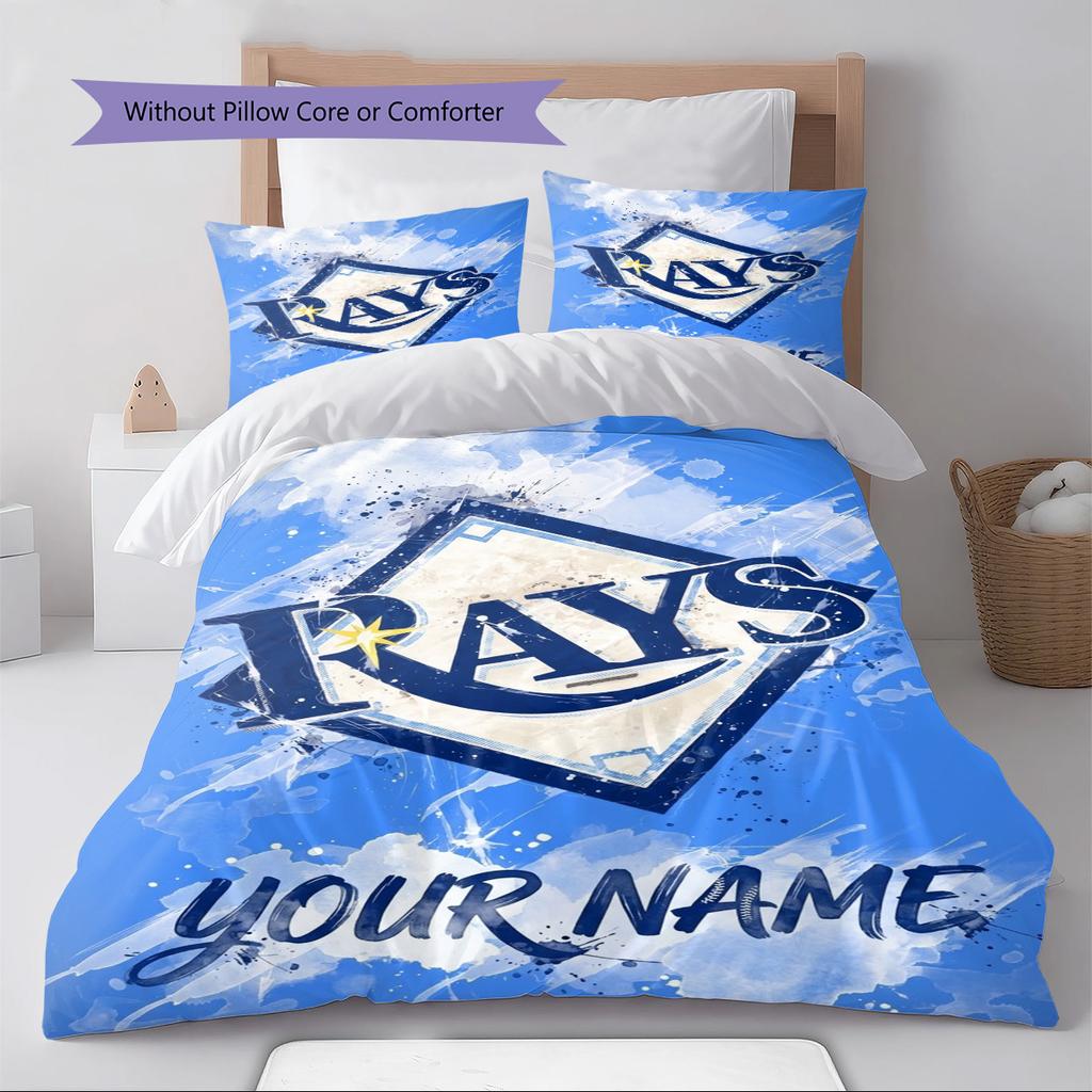Name Custom Tampa Bay Rays Logo Pattern Bedding Set Quilt Cover Pillowcase Home Decor Gift (1 * duvet cover + 2 * pillowcase, without core)