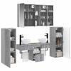 Bathroom Furniture Set 6 pcs Grey Sonoma Engineered Wood and Glass