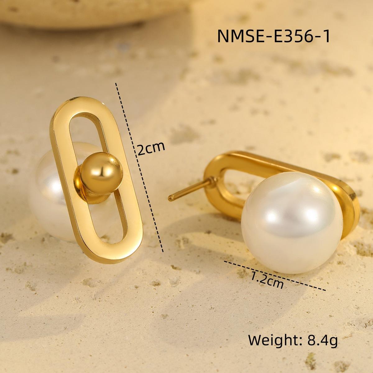 GEMCHIC Women s Minimalist Geometric Faux Pearl Stainless Steel Stud Earrings Gold Plated Elegant Fashion Jewelry 18K