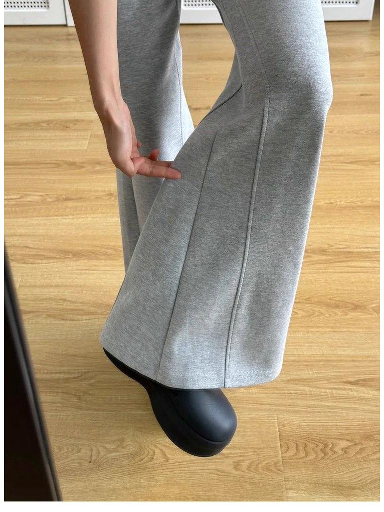 Gray Women's Micro-Flare Sweatpants, 2026 Spring Collection: Wide-Leg, Plus Velvet, Petite & Thick, Casual Sports Pants