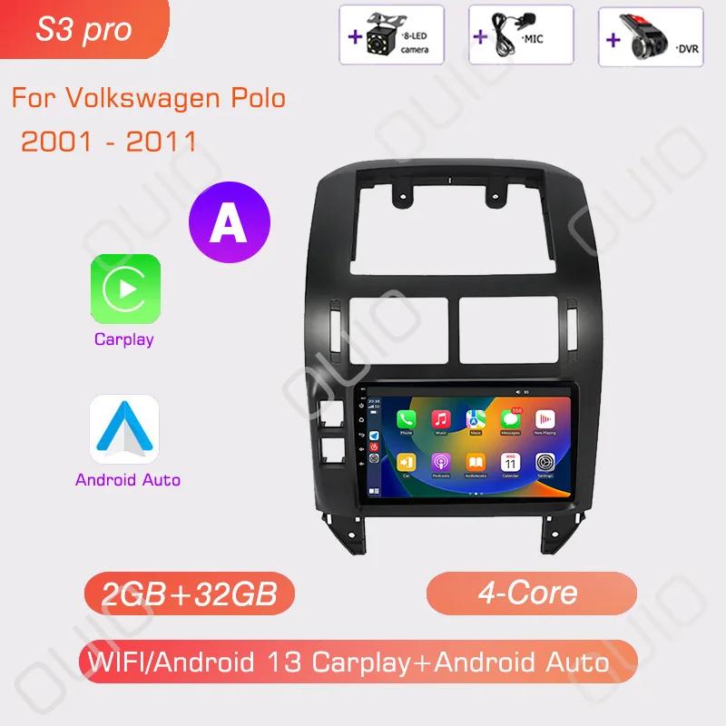 Android 13 Carplay Radio For Volkswagen Polo Mk4 IV 2001-2009 Car Stereo Multimedia Player Android Auto GPS Navigation 2DIN DSP