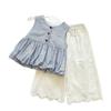 Girls' Striped Sleeveless Top & Wide-Leg Pants Set - Summer 2026 Trendy Two-Piece.