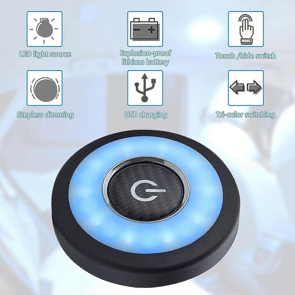 Car Roof Light (3 Light Colors), Wireless Rechargeable LED Light with Magnetic Suction Cup for Vehicle, RV, Truck, Camping, Bedroom