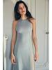 2025 Spring Elegant Wave Style Silk Net Round Neck Sleeveless Maxi Dress