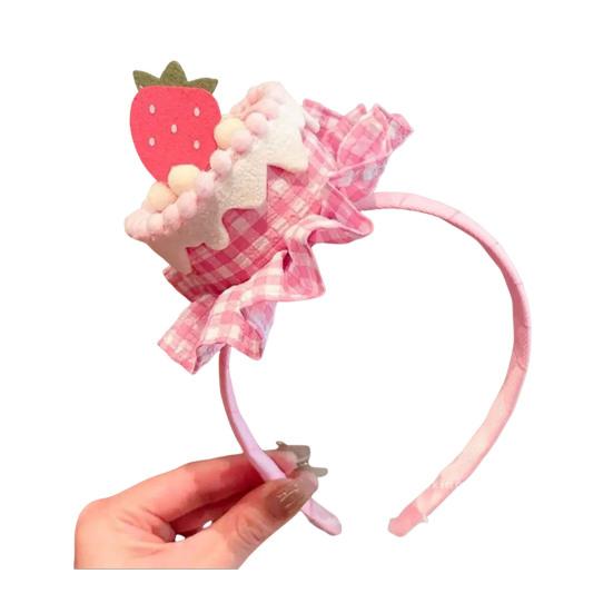 Soft Fabric Velvet Headband Birthday Series Cake Decor Bright Color Hair Hoop Hand-Crafted Hair Accessory