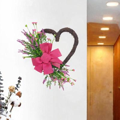 Valentine Heart Shaped Wreath Wall Hanging Decor Elegant Lifelike for Front Door Flower