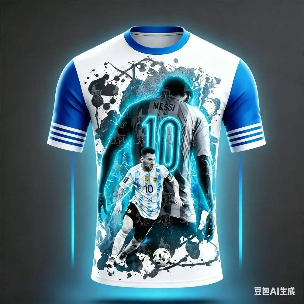 2026 Messi Style Summer 3D Printable Clothing Football Jersey T-shirt Loose and Comfortable for Outdoor Wearing