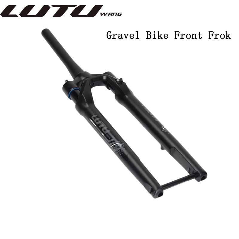 Gravel Magnesium Alloy Off-Road Front Fork 700C Shock Absorbing Air Suspension Conical Bicycle Disc Brake Thru Axle 100 * 12MM