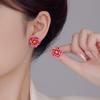 Elegant Retro Chinese Style Flower Stud Earrings with 3D Design