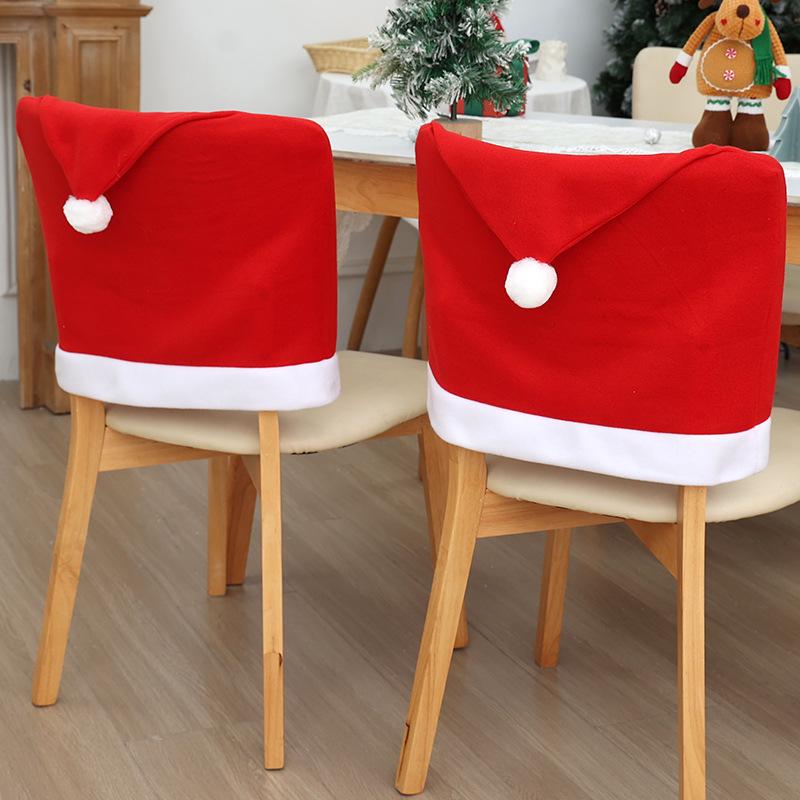 Red Brushed Cloth Christmas Chair Cover for Festive Dining Decor