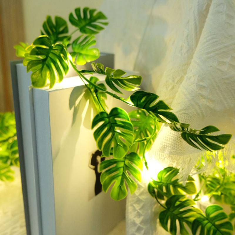 Monstera Leaves Umělá vinná réva String Lights Pohádková lampa do ložnice Obývací pokoj Party Dekorace