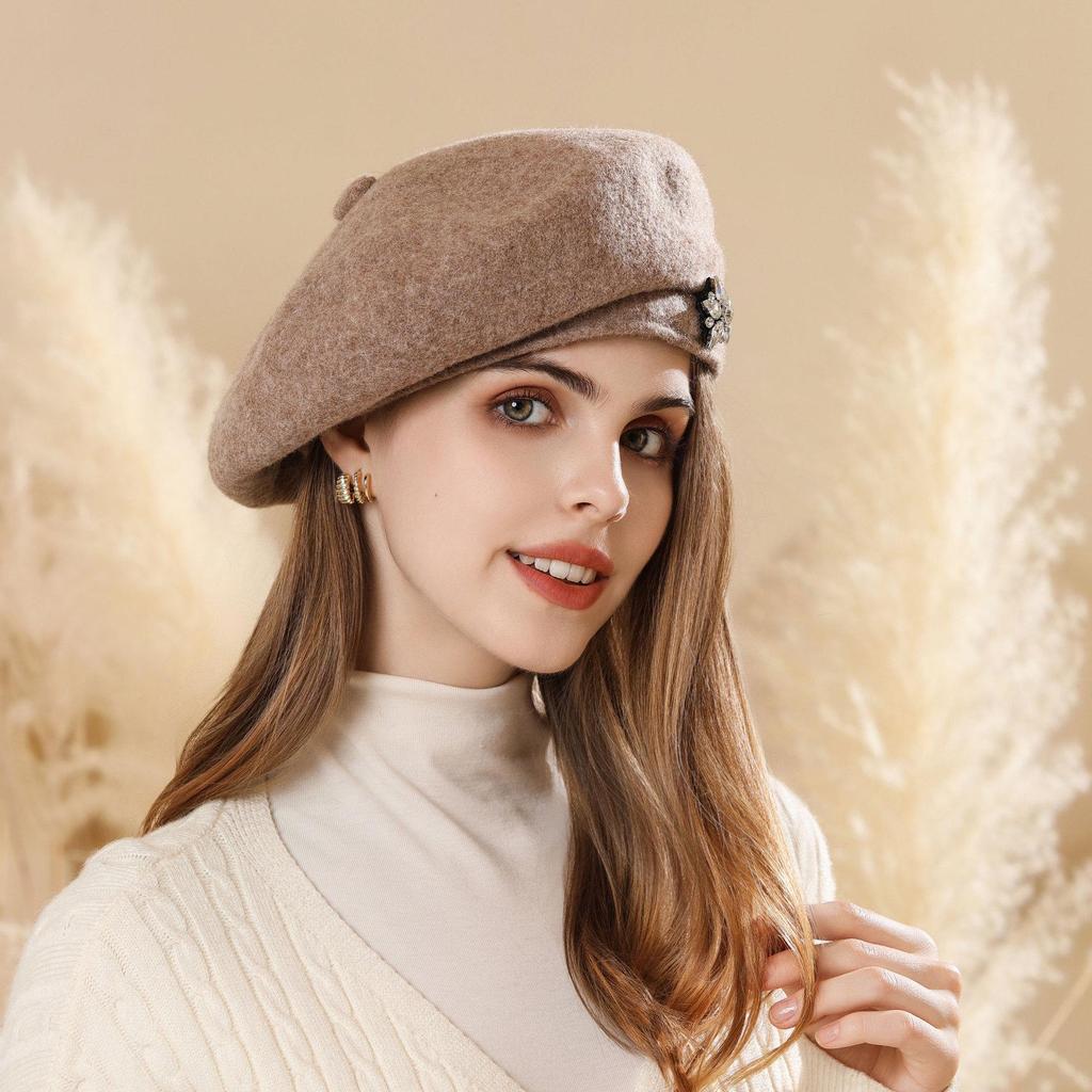 Japanese Retro Woolen Beret - Autumn/Winter Fashionable, Versatile, Face-Slimming Hat for Women