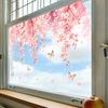 Kirschblüten-Blumen-Fensteraufkleber Frühling Aquarell Hängende Blumenranke Schmetterlinge Glastür-Aufkleber Wiederverwendbarer Fensteraufkleber für Zuhause Büro