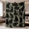 Nouveauté 2026 Couverture en Flanelle 1 pièce Chat Noir et Blanc Couverture en Flanelle Douce Toutes Saisons Jeté Confortable avec Design Mignon de Chats Endormis, Couvre-lit Peluche pour