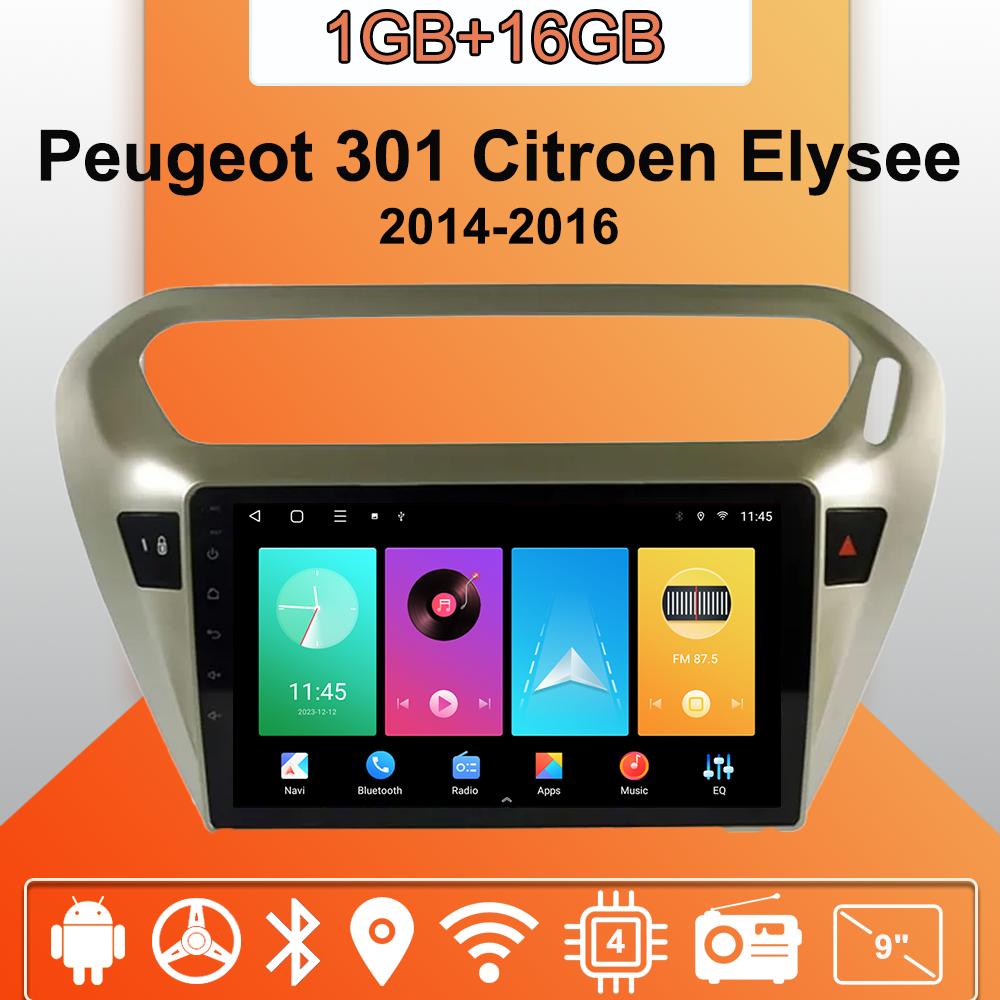 Autorádio Android Auto Carplay Pro Peugeot 301 Citroen Elysee 2014-2016 Multimediální Přehrávač Hlavní Jednotka Stereo GPS Navigace BT WIFI 1+16GB