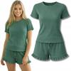 Stylish Lightweight Ribbed Women's Short Sleeve Pajamas and Shorts Cotton XL