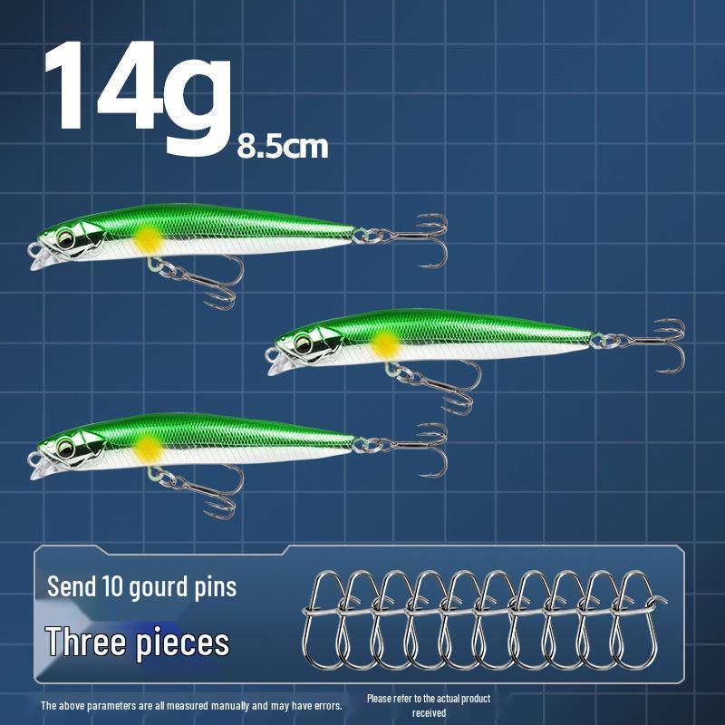 Small Silver Fish Pencil Twitching Long Cast Slow-Sinking Freshwater & Sea Fishing Lure for Mackerel & Asp