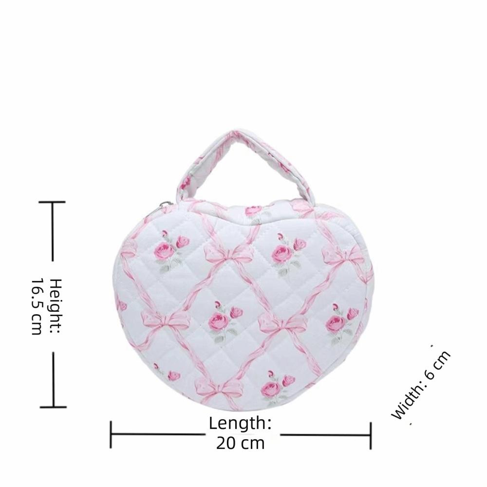 Süßes Design Handliche Kosmetiktasche Stepp Baumwolle Blumenmuster Toilettenartikelbeutel Große Kapazität Reißverschluss Make-up-Tasche Handtasche Aufbewahrung