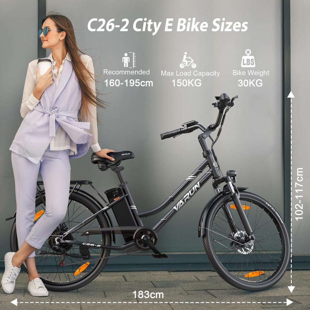 Varun Electric Bike 26 Inch City Electric Bicycle with 48V Removable Battery LCD Display, 4 Riding Mode,Commuter Electric Bikes for Adult