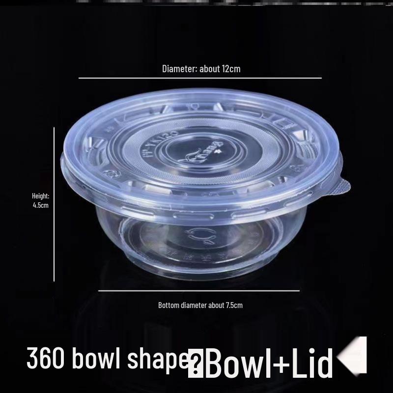 Transparent Thickened Disposable Plastic Bowl - Round, No Lid, Heat-Resistant for Home and Commercial Use