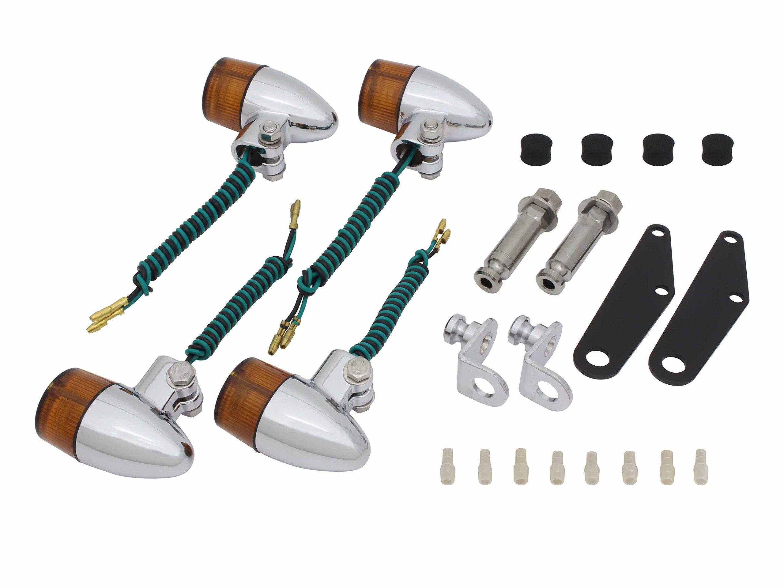 

POSH FAITH Motorcycle Turn Turn Set for Chrome Body with Orange Signals, Bullet-Type Signals, Model-Specific FTR223/D (-2007), Lenses, 059098-33