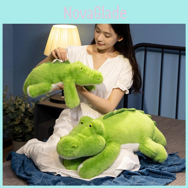 Adorable Cartoon Style Plush Crocodile Pillow Doll Soft Pp Cotton Toy For Girls